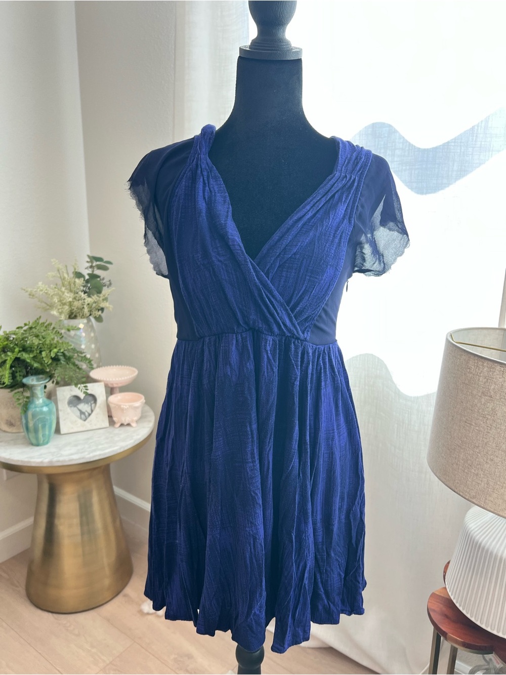 Banana Republic Deep Royal Blue V-Neck Short Sleeve Dress